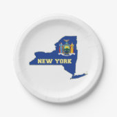 New- YorkStaats-Flaggen-Karte Pappteller (Vorderseite)