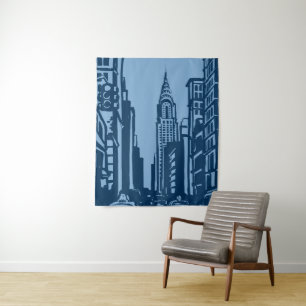 New- Yorkstraßen-Tapisserie-tief Blau Wandteppich