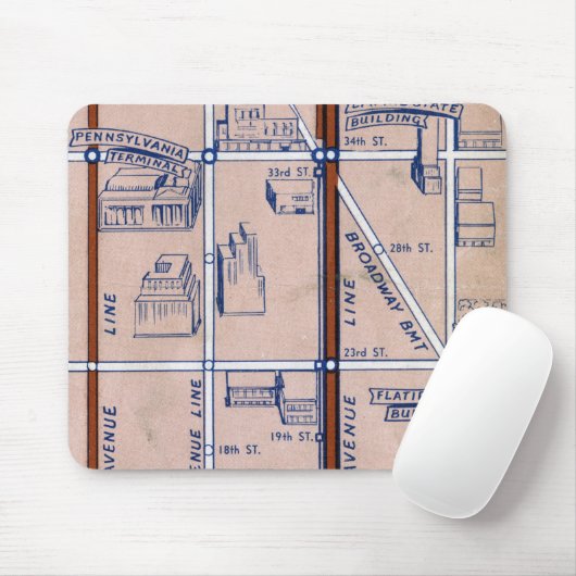 NEW- YORKuntergrundbahn MAP, 1940 2 Mousepad (Mit Mouse)