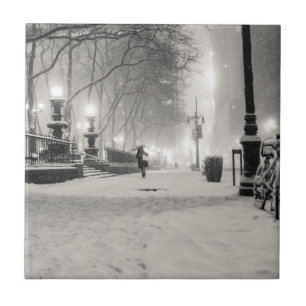 New- Yorkwinter - Snowy-Nacht - Bryant-Park Fliese