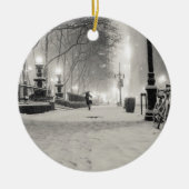 New- Yorkwinter - Snowy-Nacht - Bryant-Park Keramik Ornament (Vorne)