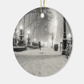 New- Yorkwinter - Snowy-Nacht - Bryant-Park Keramik Ornament (Links)