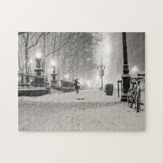 New- Yorkwinter - Snowy-Nacht - Bryant-Park Puzzle (Horizontal)