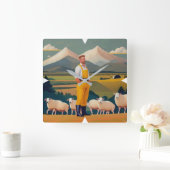 New Zealand Bauer Wall Clock Quadratische Wanduhr (Zuhause)