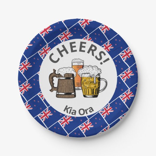 NEW ZEALAND Cheers Kia Ora Beer Pappteller (Vorderseite)