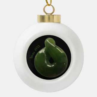 New Zealand Christmas Greenstone Meri Kirihimete Keramik Kugel-Ornament
