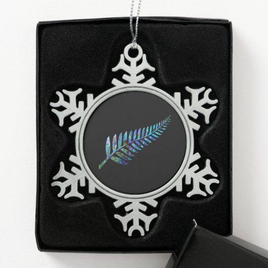 NEW ZEALAND FERN EINFACHE PAUA SCHNEEFLOCKEN Zinn-Ornament (Box)