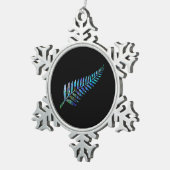 NEW ZEALAND FERN EINFACHE PAUA SCHNEEFLOCKEN Zinn-Ornament (Rechts)