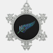 NEW ZEALAND FERN EINFACHE PAUA SCHNEEFLOCKEN Zinn-Ornament (Vorderseite)