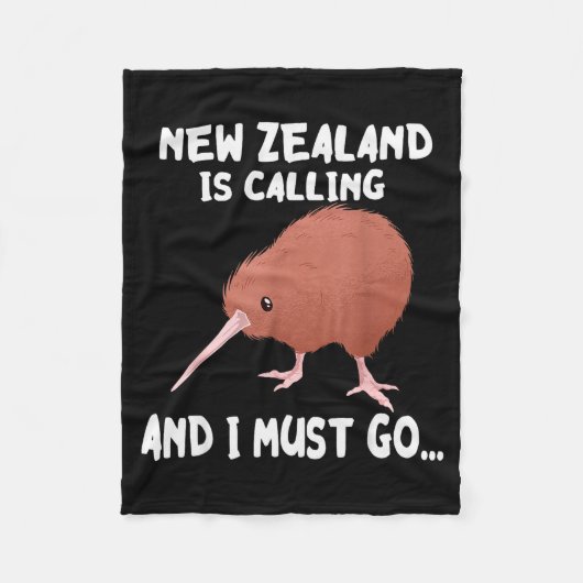 New Zealand Is Calling Kiwi Bird Wildlife Animal Fleecedecke (Vorderseite)