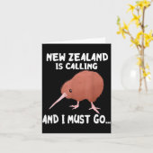 New Zealand Is Calling Kiwi Bird Wildlife Animal  Karte (Gelbe Blume)