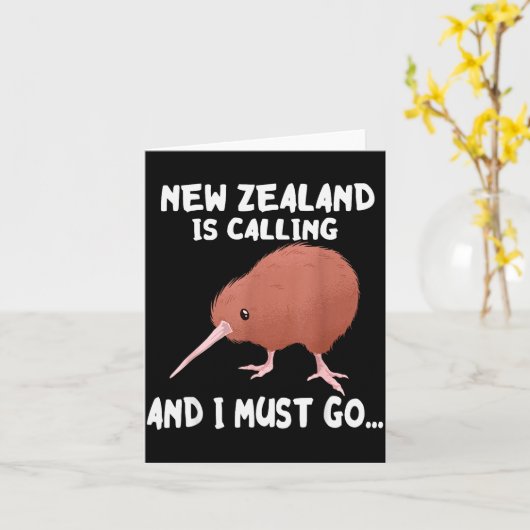 New Zealand Is Calling Kiwi Bird Wildlife Animal Karte (Gelbe Blume)