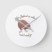 New Zealand Is Calling Runde Wanduhr (Vorderseite)