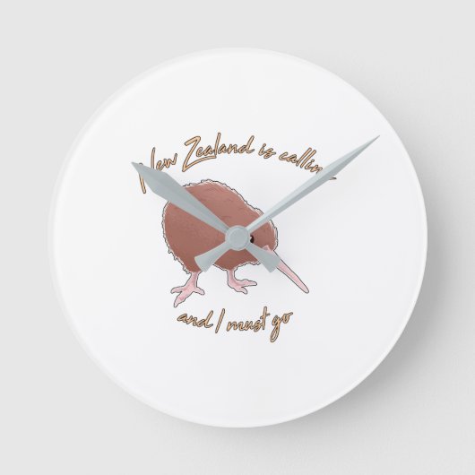 New Zealand Is Calling Runde Wanduhr (Vorderseite)