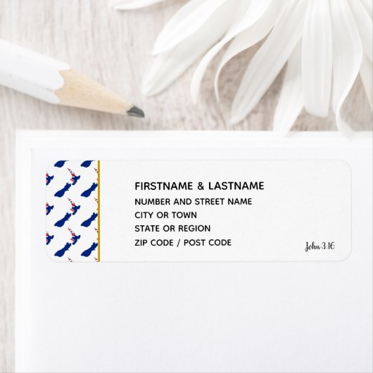 NEW ZEALAND John 3:16 Rücksendeadresse Etikett (Insitu)