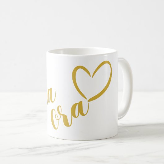 NEW ZEALAND KIA ORA MAORI ELEGANT GOLD LIEBE HERZ KAFFEETASSE (VorderseiteRechts)