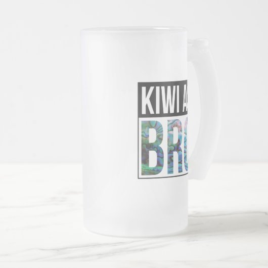 NEW ZEALAND KIWI ALS BRO PAUA MATTGLAS BIERGLAS (VorderseiteRechts)