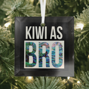 NEW ZEALAND KIWI ALS BRO SIMPLE PAUA ORNAMENT AUS GLAS
