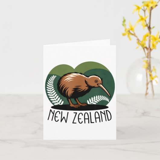 New Zealand Kiwi Bird  Karte (Gelbe Blume)