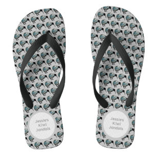 NEW ZEALAND KIWI BIRD PAUA MUSCHEL FERN KORU JANDA BADESANDALEN