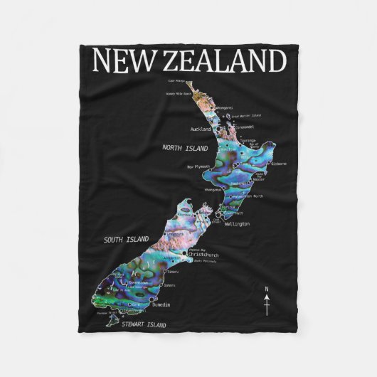 New Zealand Kiwi Detailed Map Fleecedecke (Vorderseite)