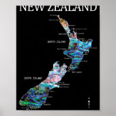 New Zealand Kiwi Detailed Map Poster (Vorne)