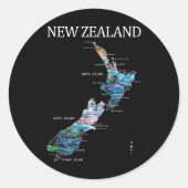 New Zealand Kiwi Detailed Map  Runder Aufkleber (Vorderseite)