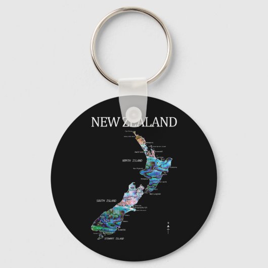 New Zealand Kiwi Detailed Map  Schlüsselanhänger (Vorderseite)