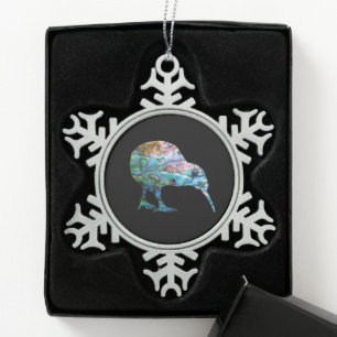 NEW ZEALAND KIWI EINFACH PAUA SCHNEEFLOCKEN Zinn-Ornament