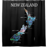 NEW ZEALAND KIWI MAP PAUA DUSCHVORHANG (Vorderseite)