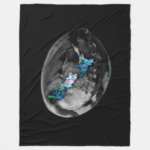 NEW ZEALAND KIWI MAP PAUA MUSCHEL FLEECEDECKE