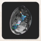 NEW ZEALAND KIWI MAP PAUA RECHTECKIGER PAPPUNTERSETZER (Vorderseite)