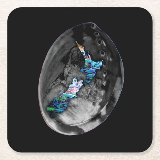 NEW ZEALAND KIWI MAP PAUA RECHTECKIGER PAPPUNTERSETZER (Vorderseite)