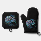 NEW ZEALAND KIWI PAUA OFENHANDSCHUH & Topflappen-Set (Vorderseite)