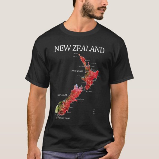 NEW ZEALAND KIWI POHUTUKAWA MAP T-Shirt (Vorderseite)