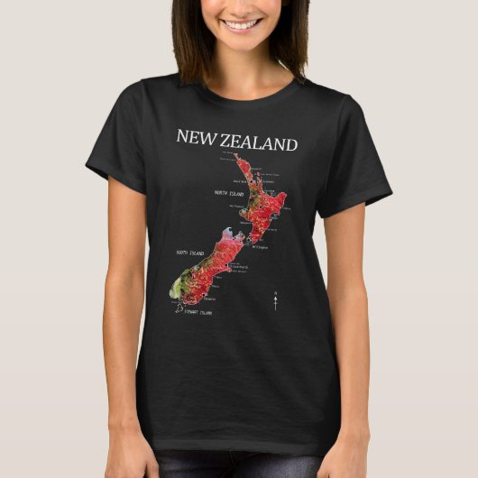 NEW ZEALAND KIWI POHUTUKAWA MAP T-Shirt (Vorderseite)