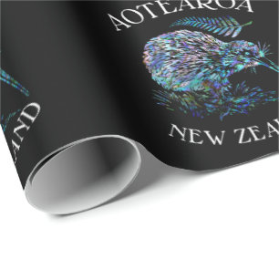NEW ZEALAND KIWI UND FERN PAUA GESCHENKPAPIER