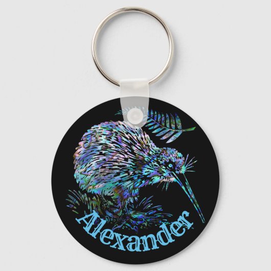 NEW ZEALAND KIWI UND FERN PAUA SCHLÜSSELANHÄNGER (Vorderseite)