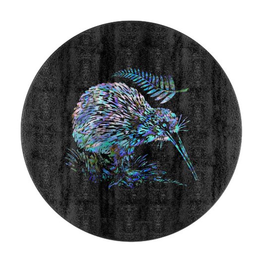 NEW ZEALAND KIWI UND FERN PAUA SCHNEIDEBRETT (Vorderseite)