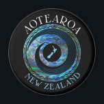 NEW ZEALAND KORU MAP PAUA MAGNET<br><div class="desc">Klassische Neuseeländische Krone und Karte,  in den lebhaften Farben der Paua Muschel.</div>