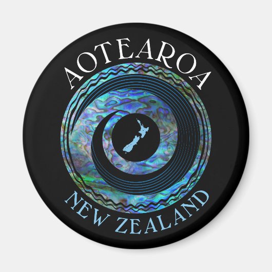 NEW ZEALAND KORU MAP PAUA MAGNET (Vorne)