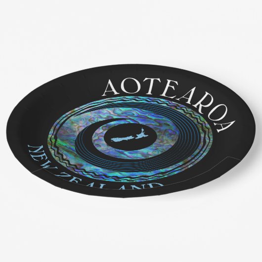 NEW ZEALAND KORU MAP PAUA PAPPTELLER (Schrägansicht)