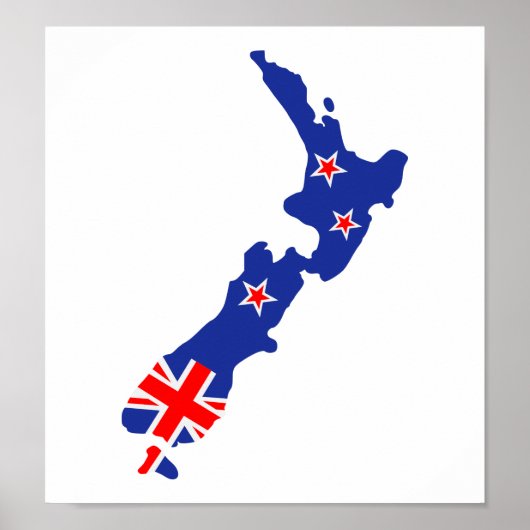 New Zealand map flag Poster (Vorne)