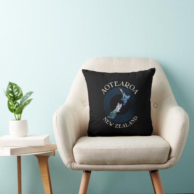 NEW ZEALAND MAP PAUA CUSHION KISSEN (Stuhl )