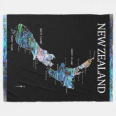 NEW ZEALAND MAP PAUA DURCH BLANKET FLEECEDECKE (Vorderseite (Horizontal))