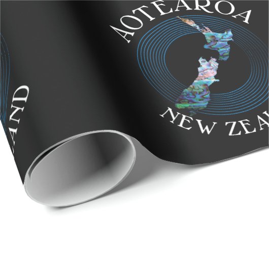 NEW ZEALAND MAP PAUA GESCHENKPAPIER (Rolleneckpunkt)