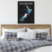 NEW ZEALAND MAP PAUA LEINWANDDRUCK (Insitu (Schlafzimmer))