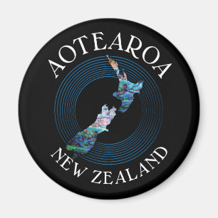 NEW ZEALAND MAP PAUA MAGNET