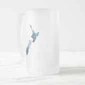 NEW ZEALAND MAP PAUA MATTGLAS BIERGLAS (Vorderseite Links)