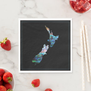 NEW ZEALAND MAP PAUA NAPKIN SERVIETTE